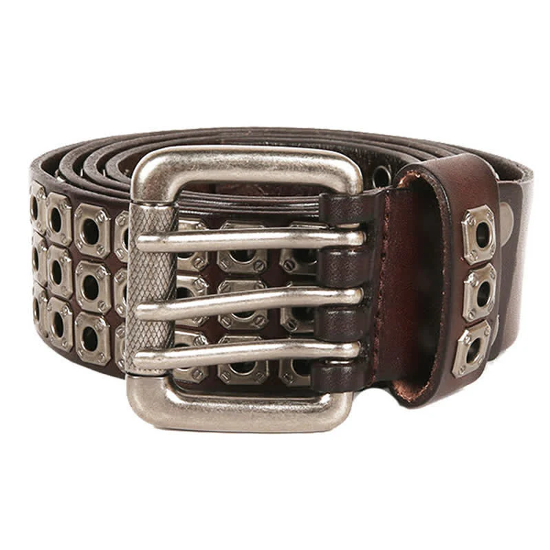 Punk Rock Heavy Metal Square Rivet Leather Belt - Image 5