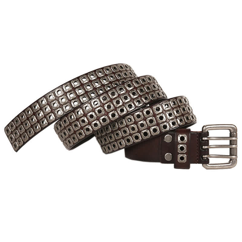 Punk Rock Heavy Metal Square Rivet Leather Belt - Image 6