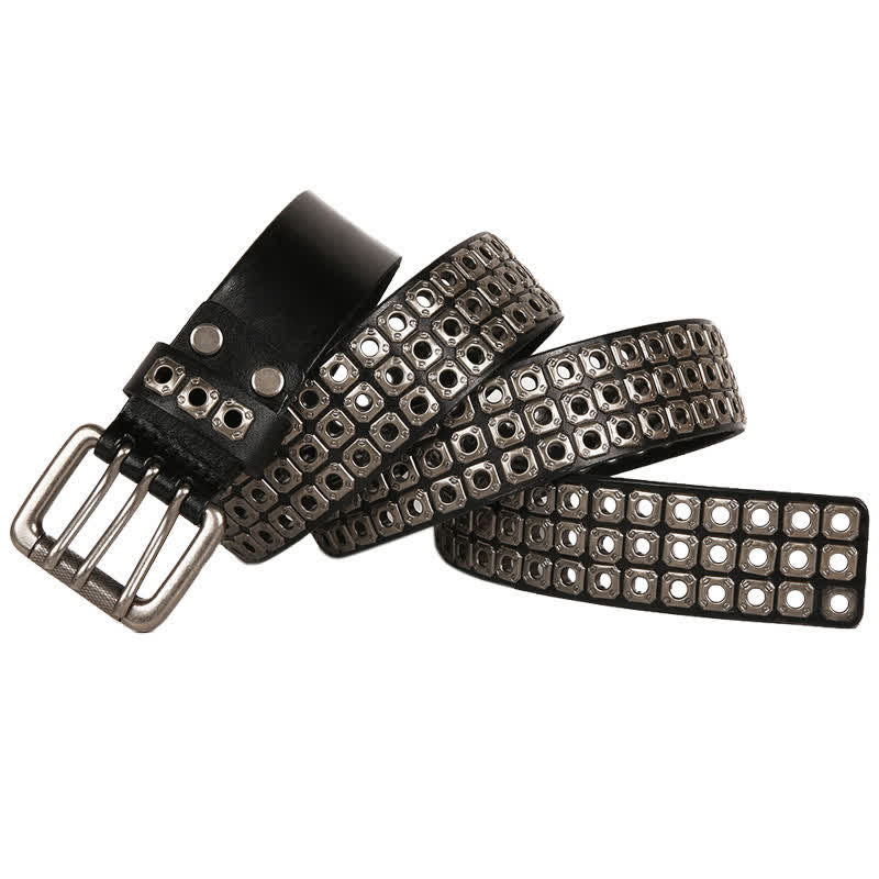 Punk Rock Heavy Metal Square Rivet Leather Belt - Image 9