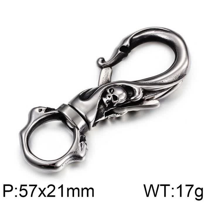 Punk Skull Spring Snap Clip Hook Metal Keychain - Image 3