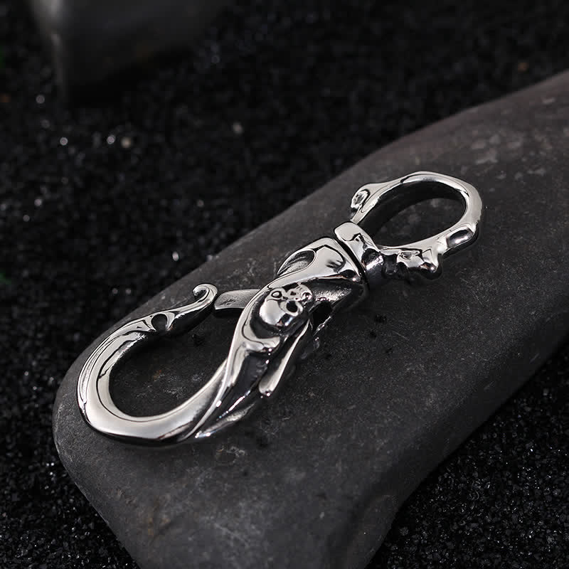 Punk Skull Spring Snap Clip Hook Metal Keychain - Image 4