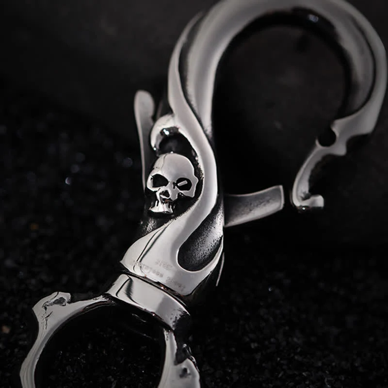 Punk Skull Spring Snap Clip Hook Metal Keychain - Image 5