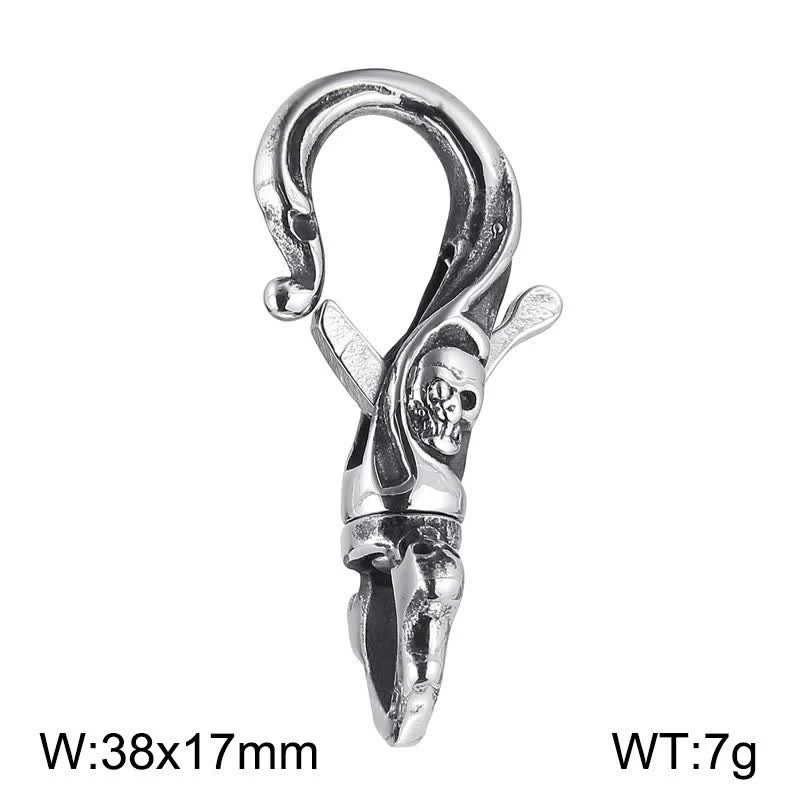 Punk Skull Spring Snap Clip Hook Metal Keychain - Image 7