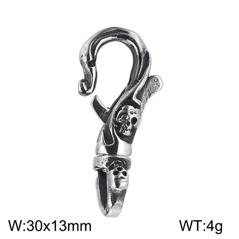 Punk Skull Spring Snap Clip Hook Metal Keychain - Image 8
