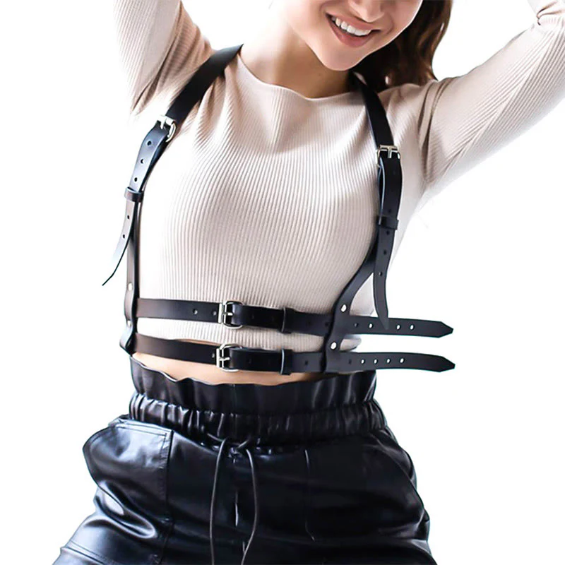 Punk Strap Corset Belt Women's Leather Chain Belt - Image 2