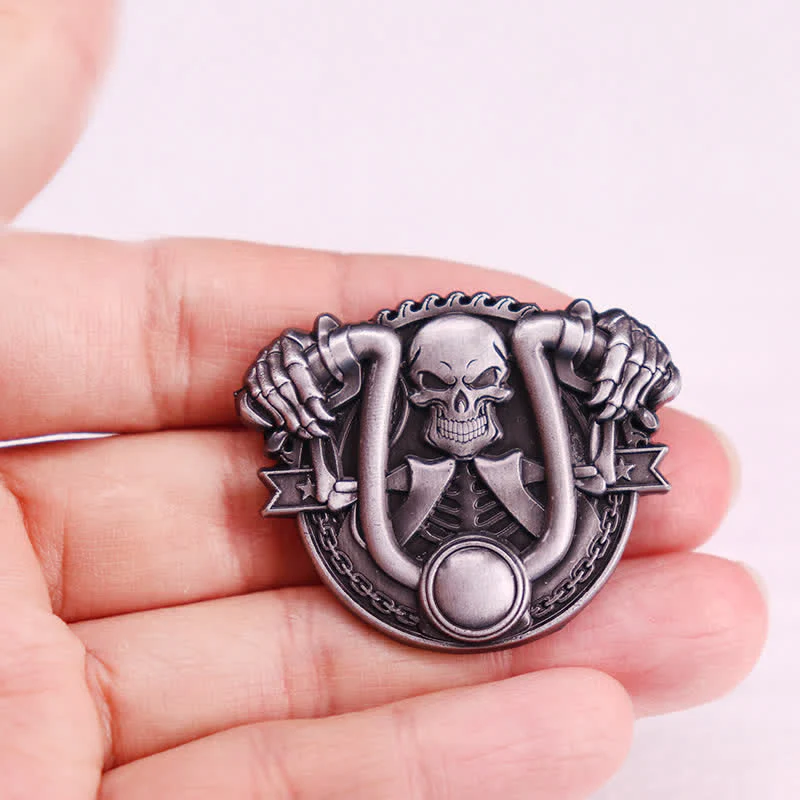Punk Style Silver Motorcycle Riding Skeleton Brooch - Image 3