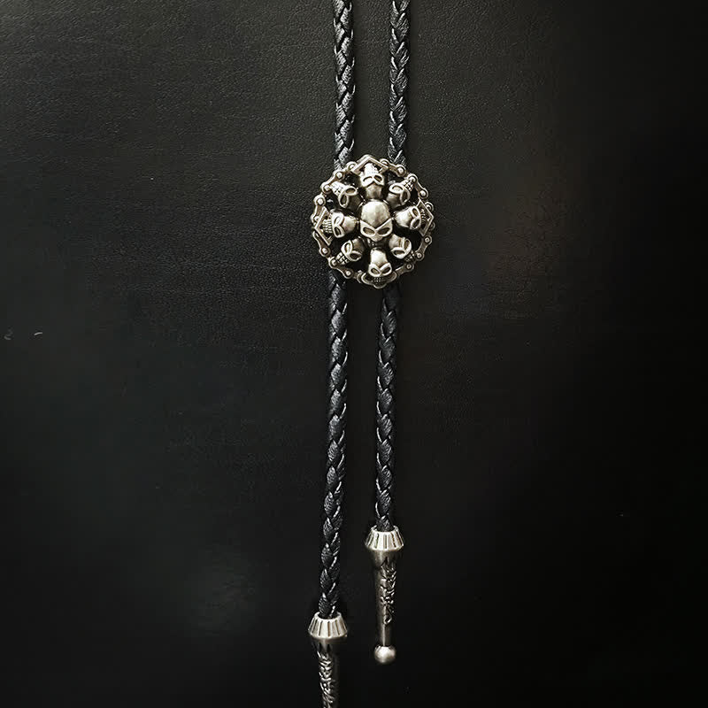 Punk Style Skull Head Silver Pendant Bolo Tie - Image 5