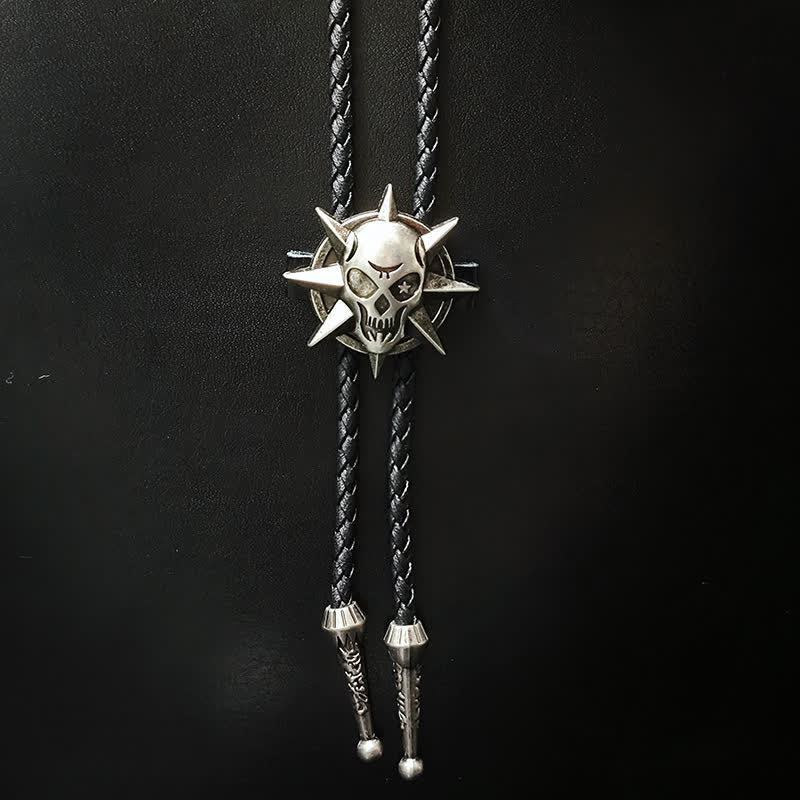Punk Style Skull Head Silver Pendant Bolo Tie - Image 7