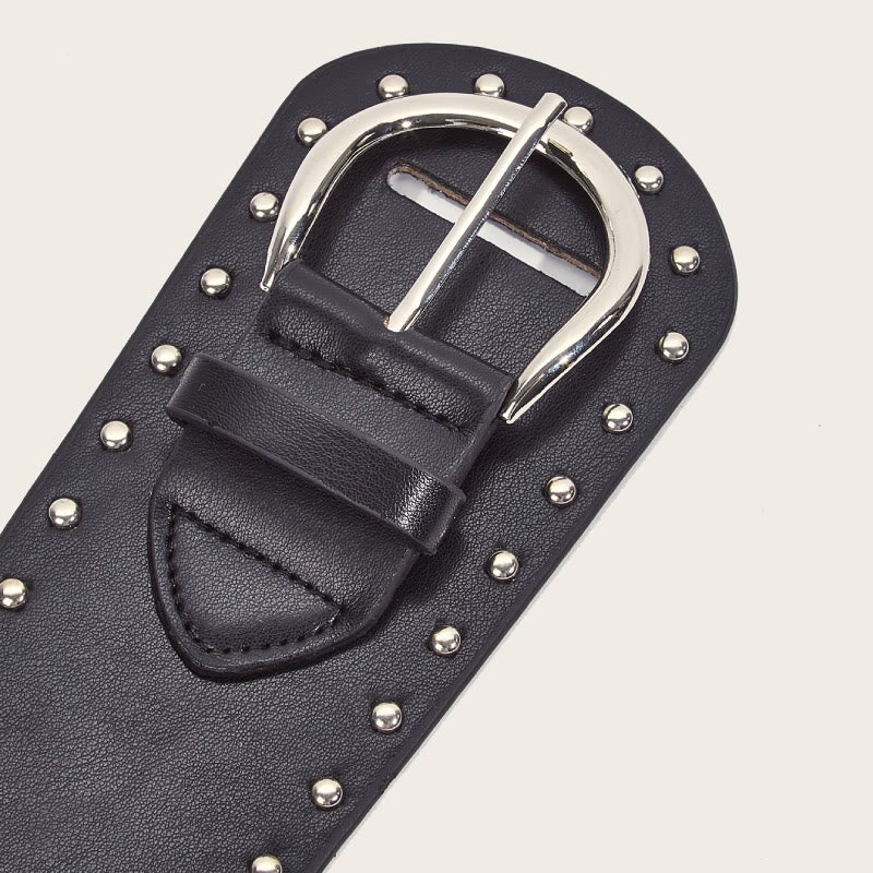 Punk Style Studded Belt Rivet Wide Leather Belt - Image 10
