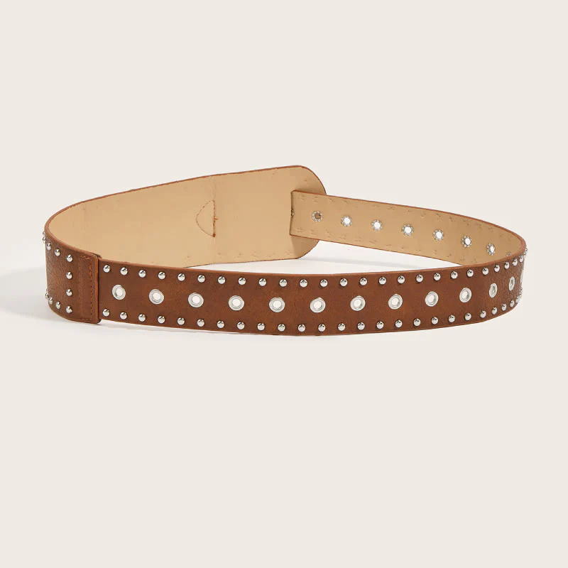 Punk Style Studded Belt Rivet Wide Leather Belt - Image 4
