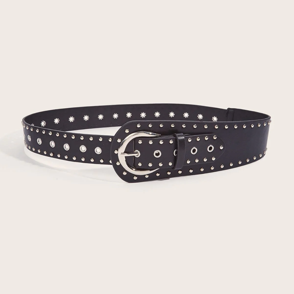Punk Style Studded Belt Rivet Wide Leather Belt - Image 7