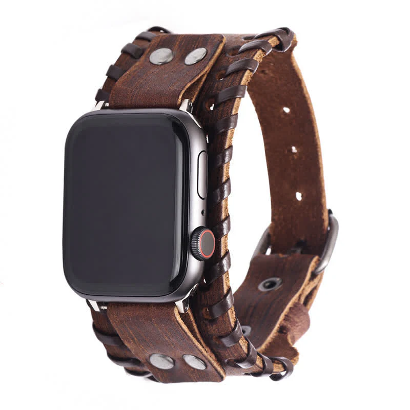 Vintage Cowhide Weave Strap Leather Watch Band - Image 7