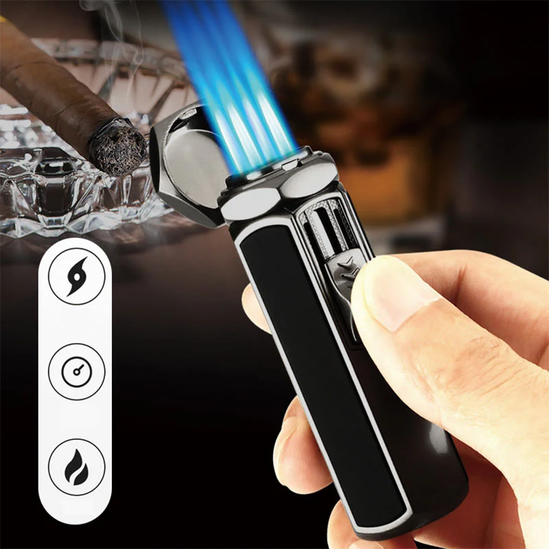 Quad Flame Lighter Refillable Butane Four Burner Lighter - Image 3