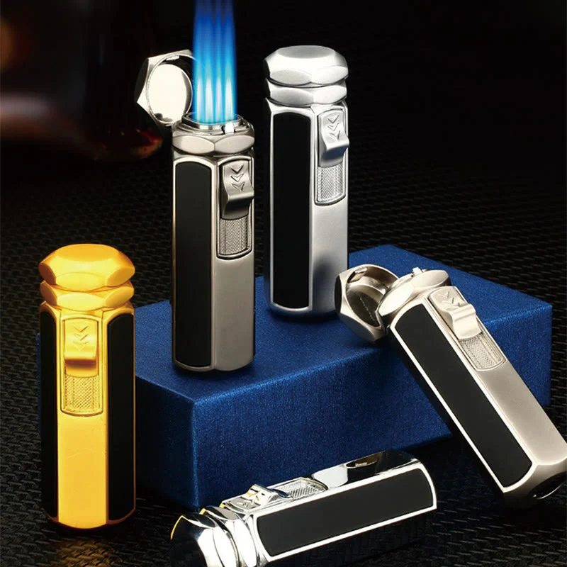 Quad Flame Lighter Refillable Butane Four Burner Lighter - Image 6