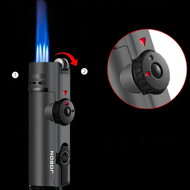 Quad Flame Lighter With Cigar Puncher Four Burner Lighter - Image 3