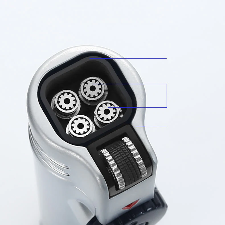Quad Flame Lighter With Cigar Puncher Four Burner Lighter - Image 6