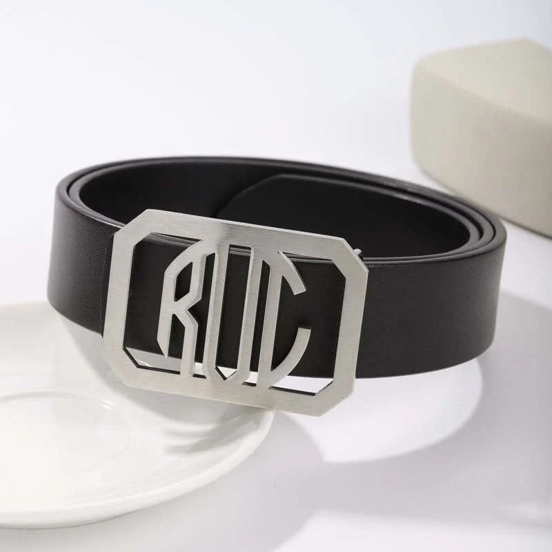 Rectangular Custom Initials DIY Buckle Leather Belt - Image 3