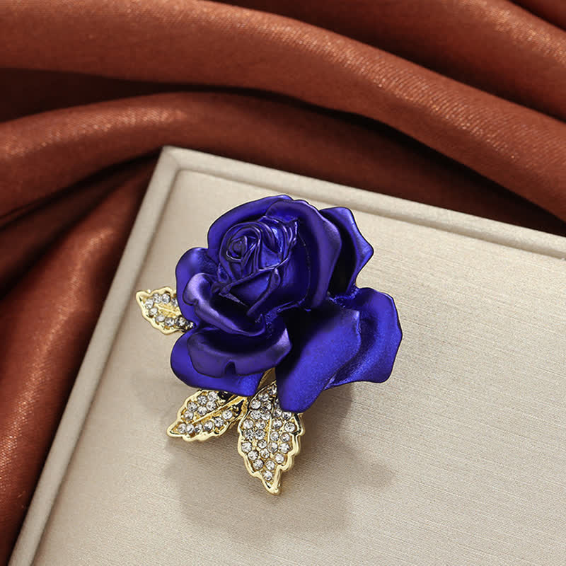 Red Blue Rose Rhinestone Flower Brooch - Image 9