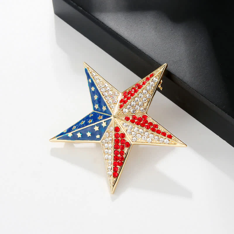 Red White & Blue Star American Flag Patriotic Brooch - Image 2