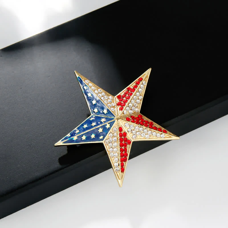 Red White & Blue Star American Flag Patriotic Brooch - Image 4