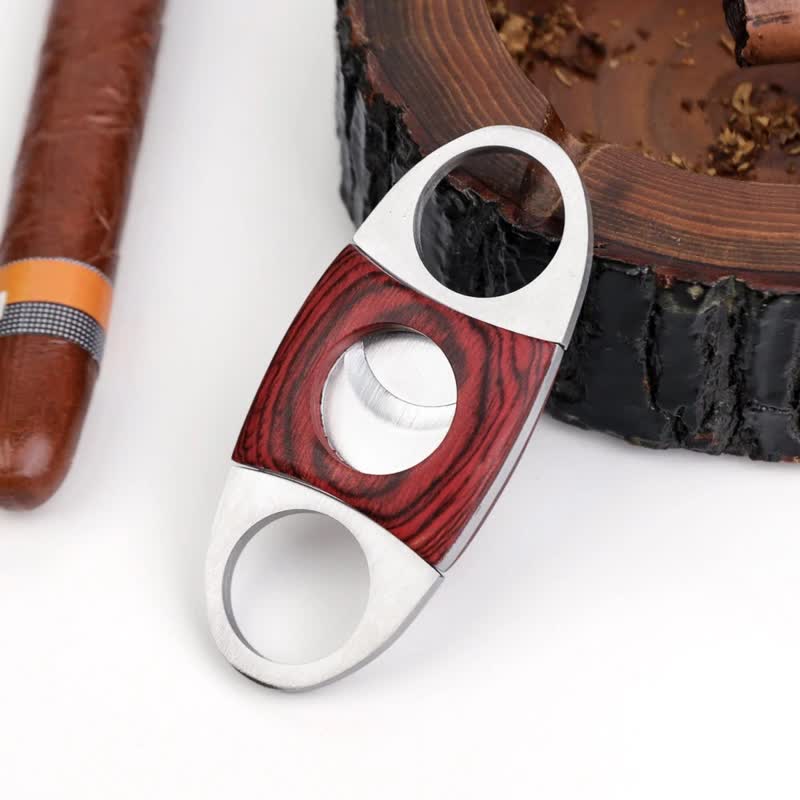 Red Wooden Double Guillotine Cigar Cutter - Image 3