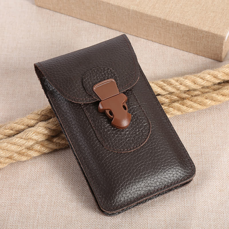 Release Buckle Cellphone Carrying Leather Belt Bag - Image 2