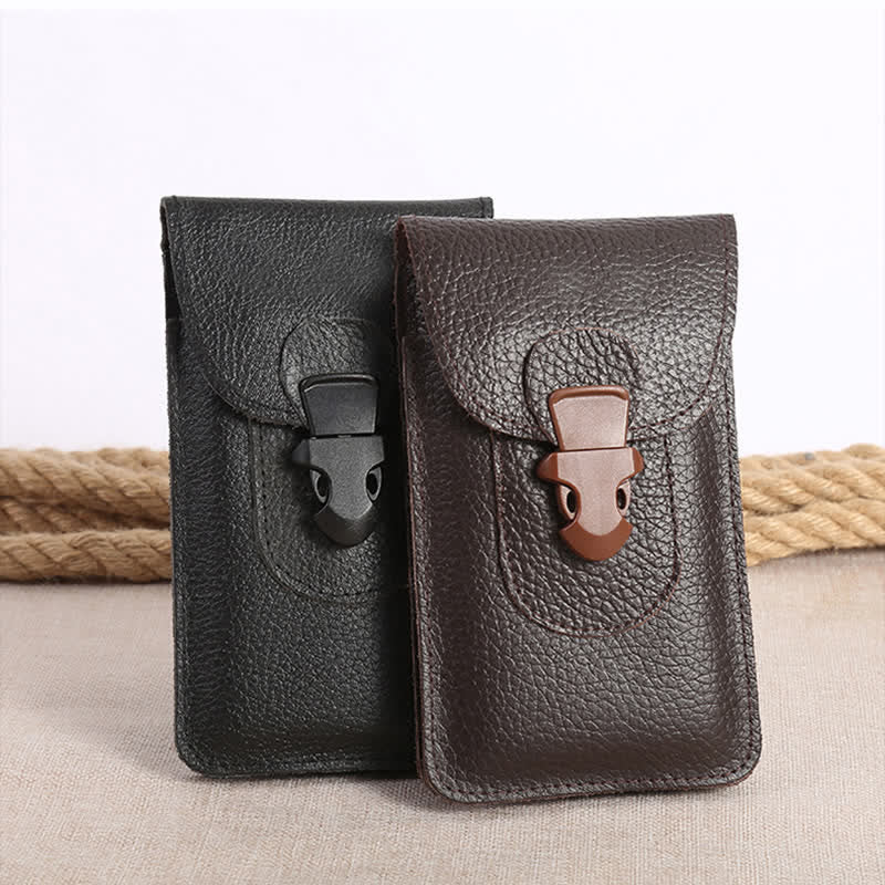 Release Buckle Cellphone Carrying Leather Belt Bag - Image 3