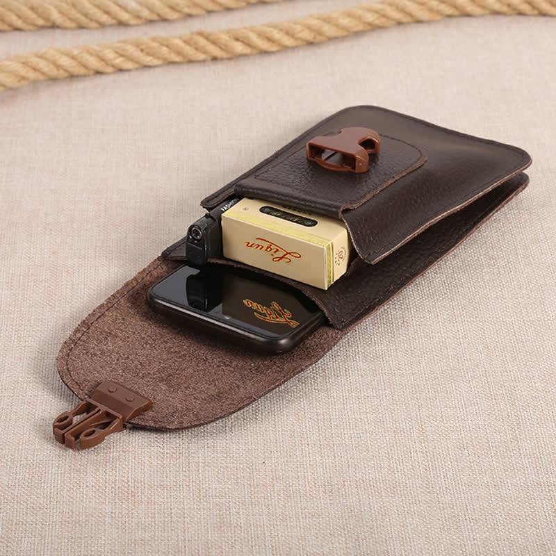 Release Buckle Cellphone Carrying Leather Belt Bag - Image 4