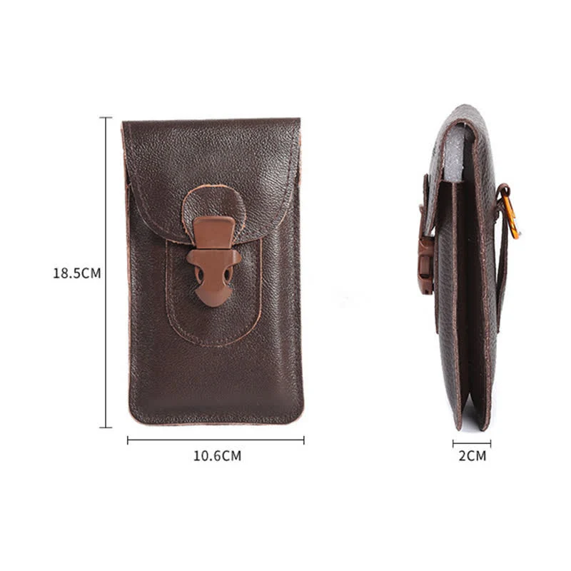 Release Buckle Cellphone Carrying Leather Belt Bag - Image 7