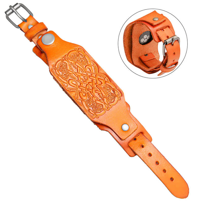 Relief Celtic Knot Pattern Leather Watch Band - Image 4