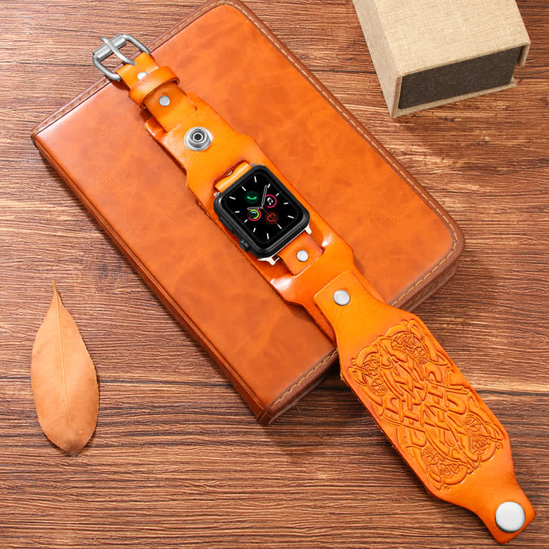 Relief Celtic Knot Pattern Leather Watch Band - Image 5
