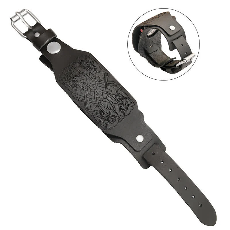 Relief Celtic Knot Pattern Leather Watch Band - Image 7