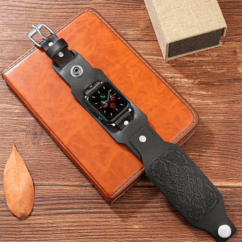 Relief Celtic Knot Pattern Leather Watch Band - Image 8
