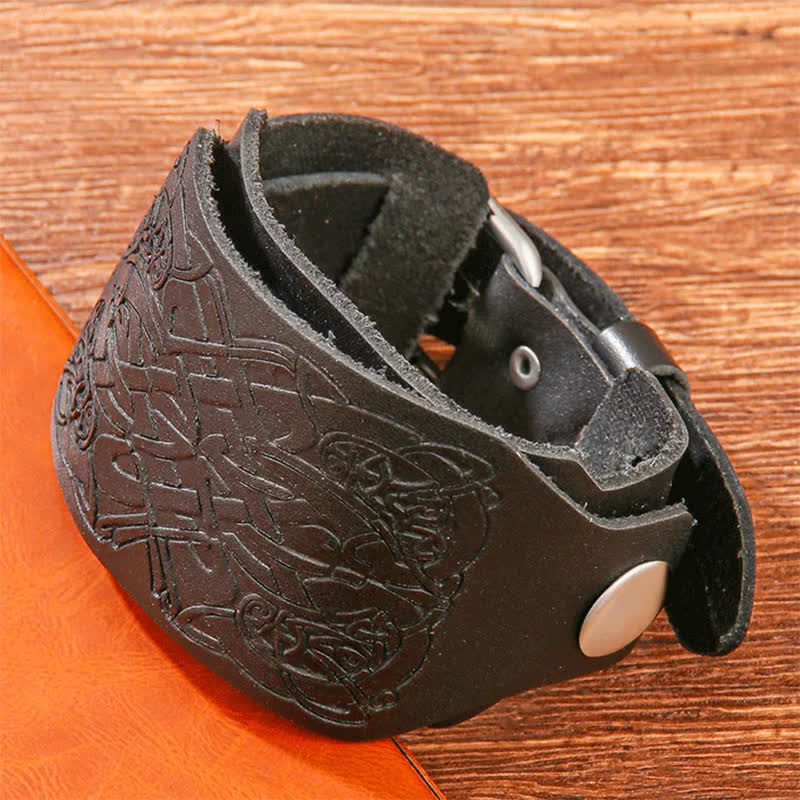 Relief Celtic Knot Pattern Leather Watch Band - Image 9