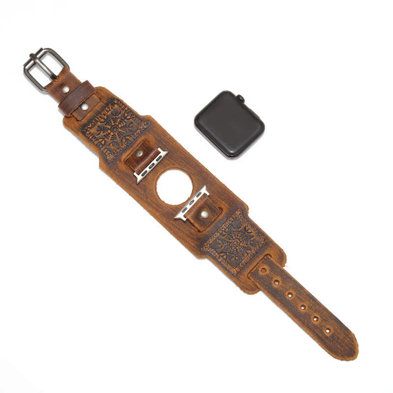 Relief Viking Compass Totem Leather Watch Band - Image 10