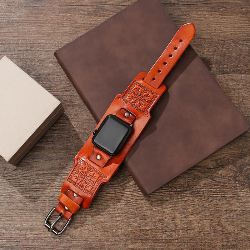 Relief Viking Compass Totem Leather Watch Band - Image 5