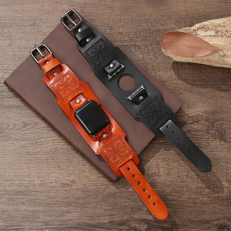 Relief Viking Compass Totem Leather Watch Band - Image 9