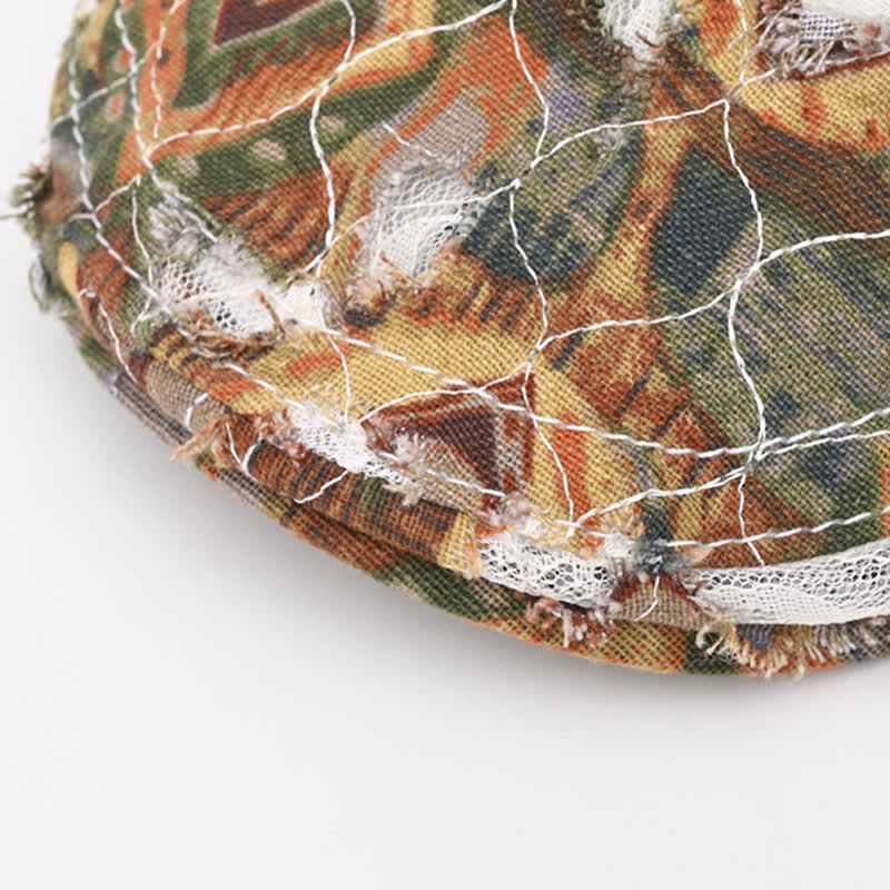 Retro Aged Perforated Mesh Fabric Beret Hat - Image 3