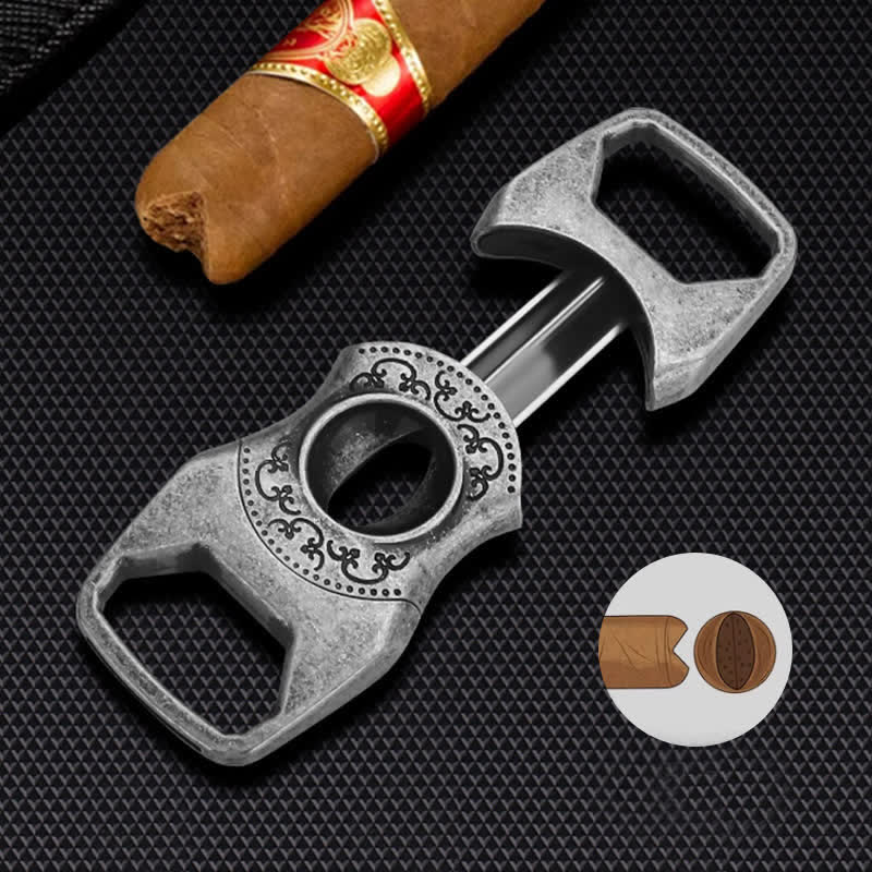 Retro Antique Silver 23MM V-Cut Premium Guillotine Cigar Cutter - Image 4