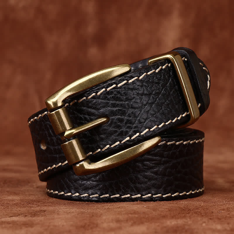 Retro Bison Skin Embossed Rugged Leather Belt - Image 6