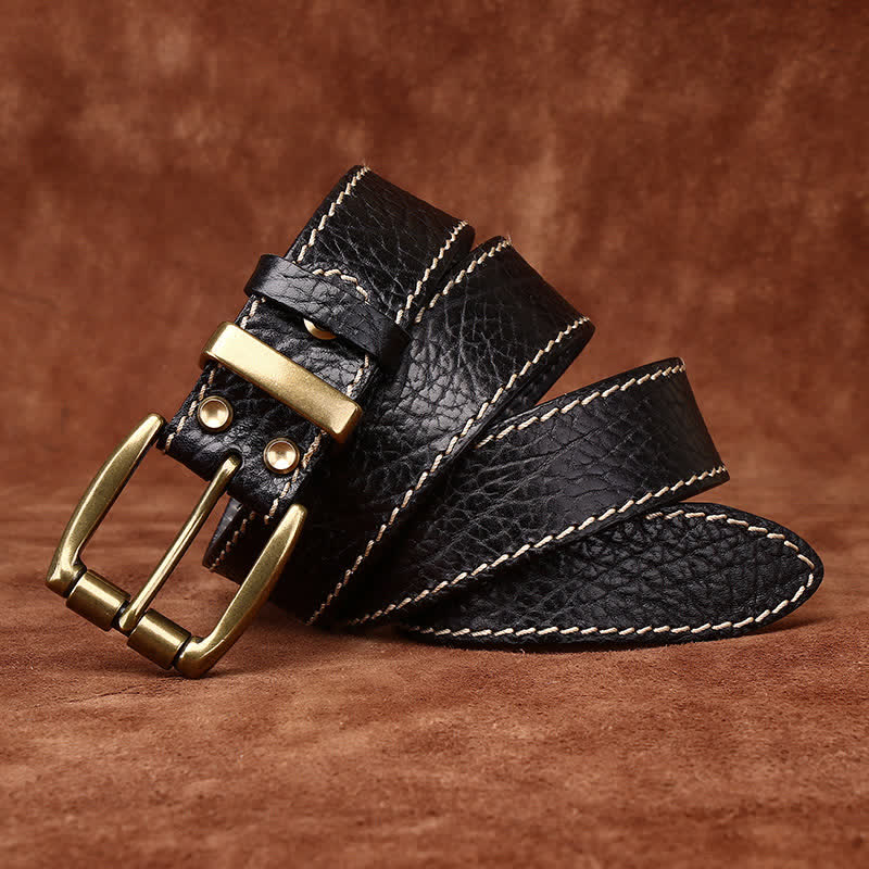 Retro Bison Skin Embossed Rugged Leather Belt - Image 7