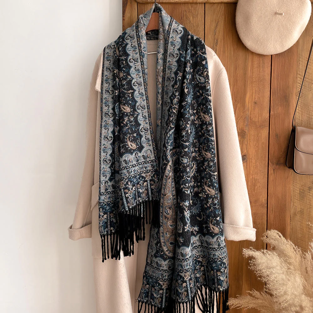 Retro Bohemian Style Cashew Print Shawl Scarf For Warmth - Image 5