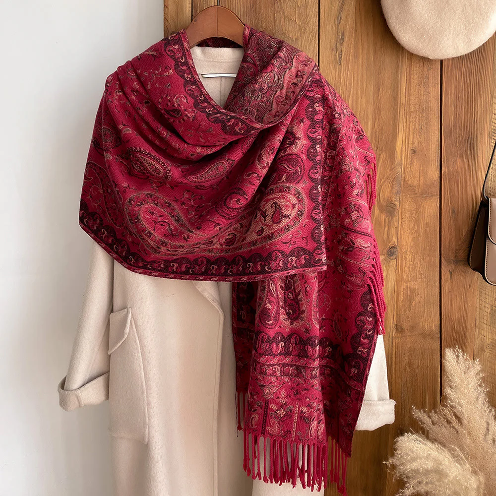 Retro Bohemian Style Cashew Print Shawl Scarf For Warmth - Image 7