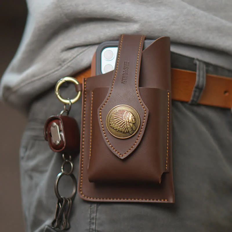 Retro Brass Magnetic Snap Button Cell Phone Belt Bag - Image 8
