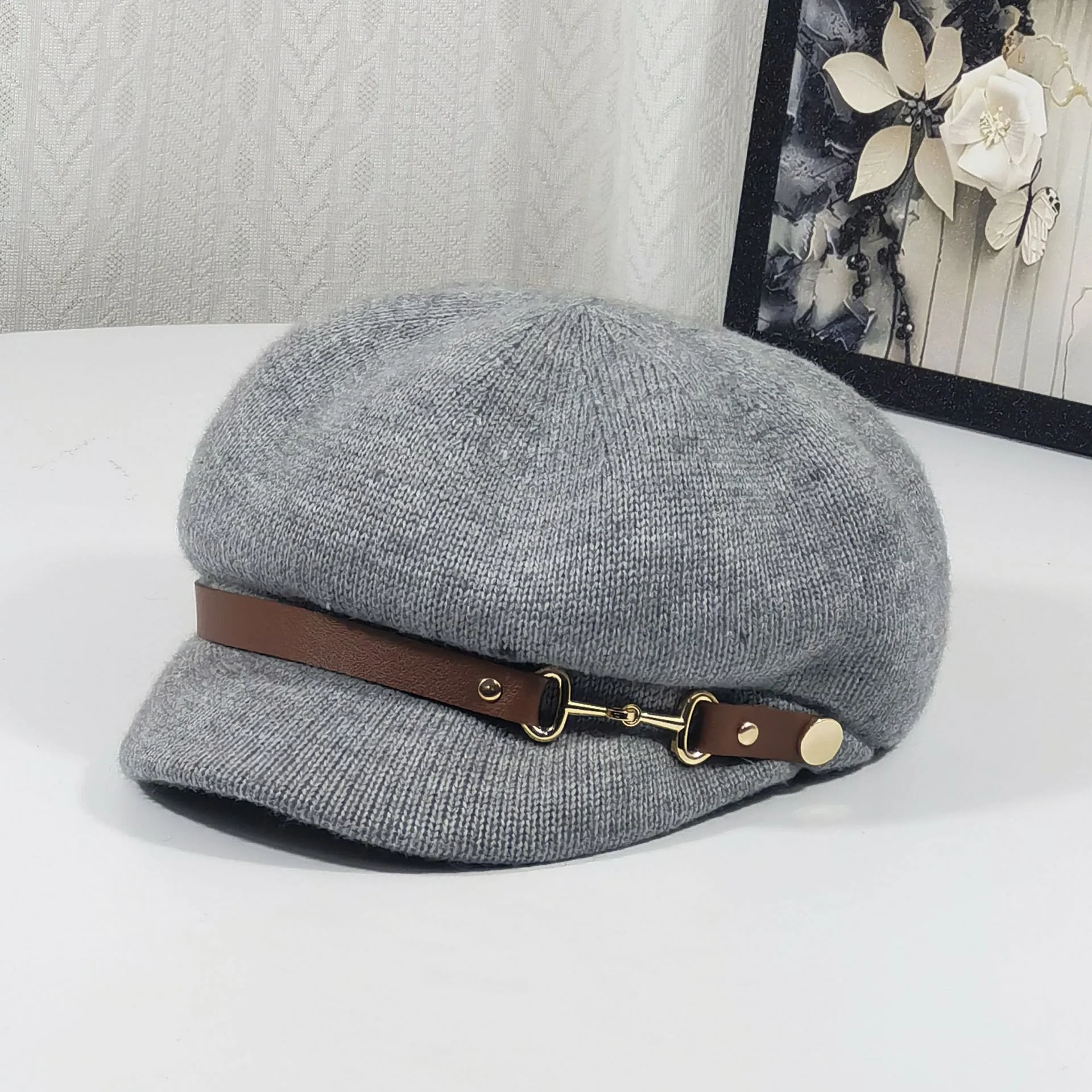 Retro British Style Women's Beret Knitted Hat - Image 5