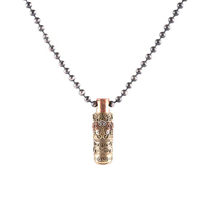 Retro Bronze Ancient Pocket Knife Necklace Keychain - Image 3