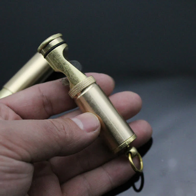 Retro Bronze Keychain Ring Portable Refillable Kerosene Lighter - Image 5