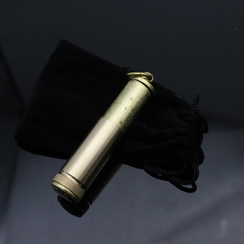 Retro Bronze Keychain Ring Portable Refillable Kerosene Lighter - Image 6