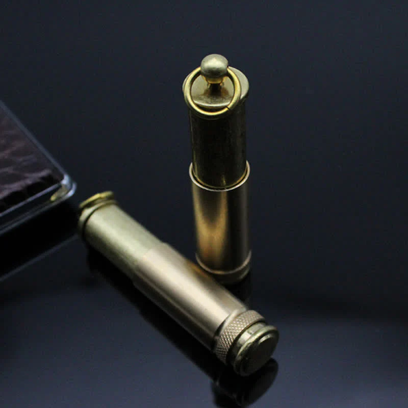 Retro Bronze Keychain Ring Portable Refillable Kerosene Lighter - Image 7