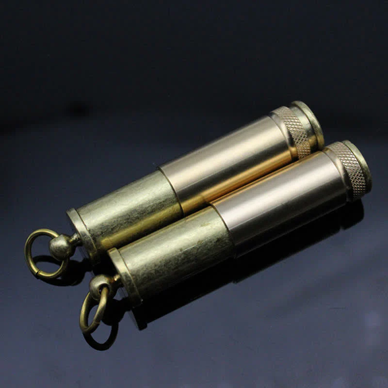 Retro Bronze Keychain Ring Portable Refillable Kerosene Lighter - Image 8